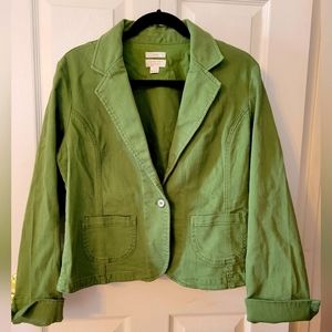 Christopher and Banks green denim jacket